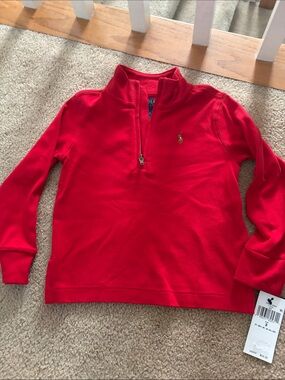 Polo by Ralph Lauren Red Half-Zip Pullover Sweater-NWT